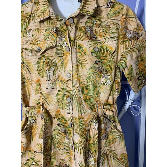 Desigual tropical shirt dress leopard cheetah safari M - Picture 9 of 12